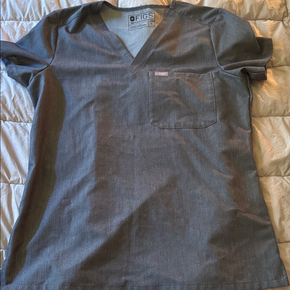 FIGS Catarina Charcoal V-Neck Scrub Top